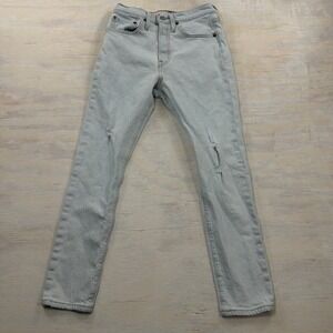 Levi's Jeans 501 Skinny W26‎ L28 High Rise Distressed Light Wash Blue Womens